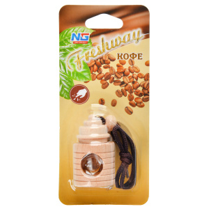Ароматизатор подвес жидкий (NEW GALAXY) Кофе  Бутылочка (дерево+стекло) Freshway