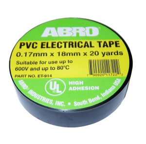 Изолента термостойкая 18мм*18,2м черная (ABRO)  ET-914-BLK-RW