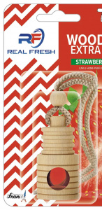 Ароматизатор подвес жидкий (Real Fresh) EXTRA Strawberry Бутылочка (дерево+стекло) WOOD