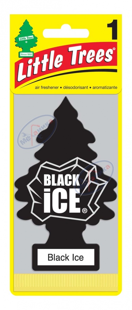 Ароматизатор подвес картон Ёлочка (LITTLE TREES) "Черный лёд" Black Ice U1P10155RUSS