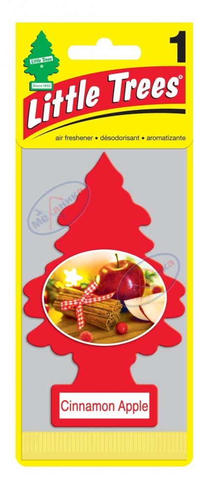 Ароматизатор подвес картон Ёлочка (LITTLE TREES) "Яблоко с корицей" Cinamon Apple U1P10338RUSS