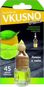 Ароматизатор подвес жидкий (FRESHCO) "Vkusno" Лимон-Лайм AR1VB002 дерево+стекло