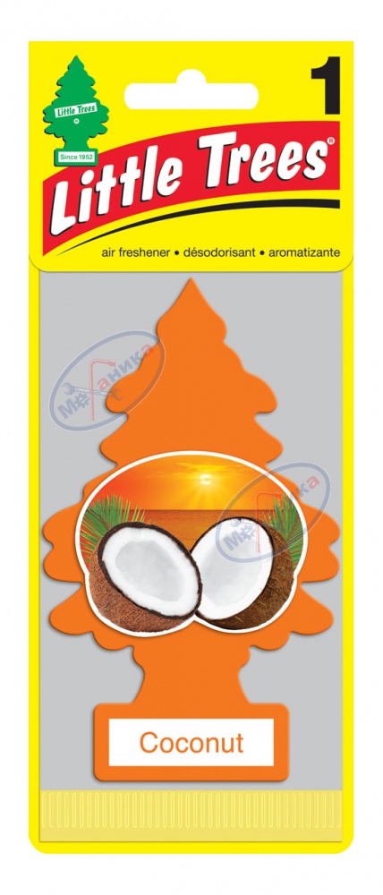 Ароматизатор подвес картон Ёлочка (LITTLE TREES) "Кокос " Coconut U1P10317RUSS