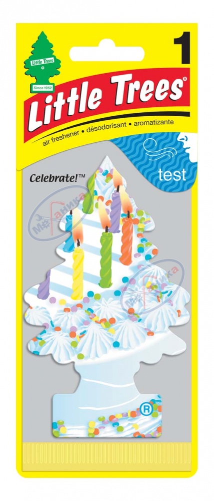 Ароматизатор подвес картон Ёлочка (LITTLE TREES) "С Днем Рождения" Celebrate U1P17357RUSS
