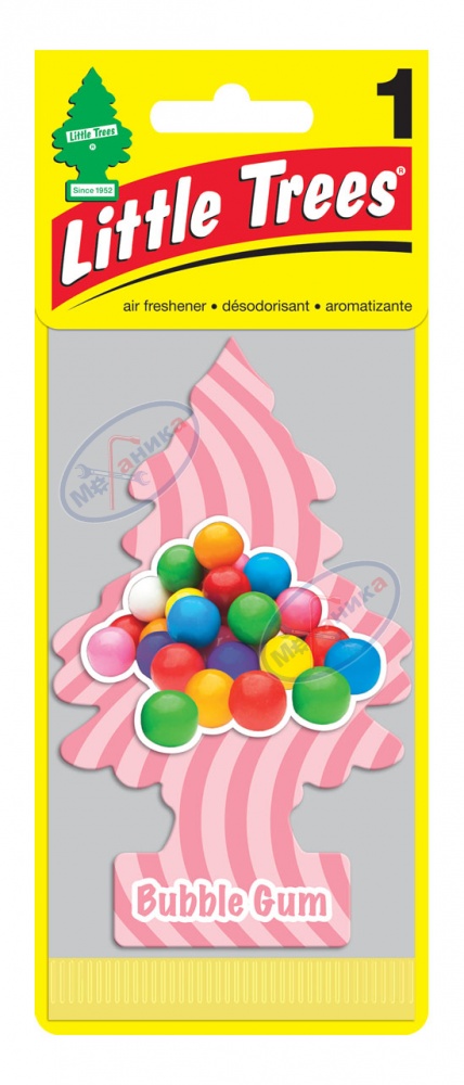Ароматизатор подвес картон Ёлочка (LITTLE TREES) "Бабл гам" Bubble Gum U1P10348RUSS